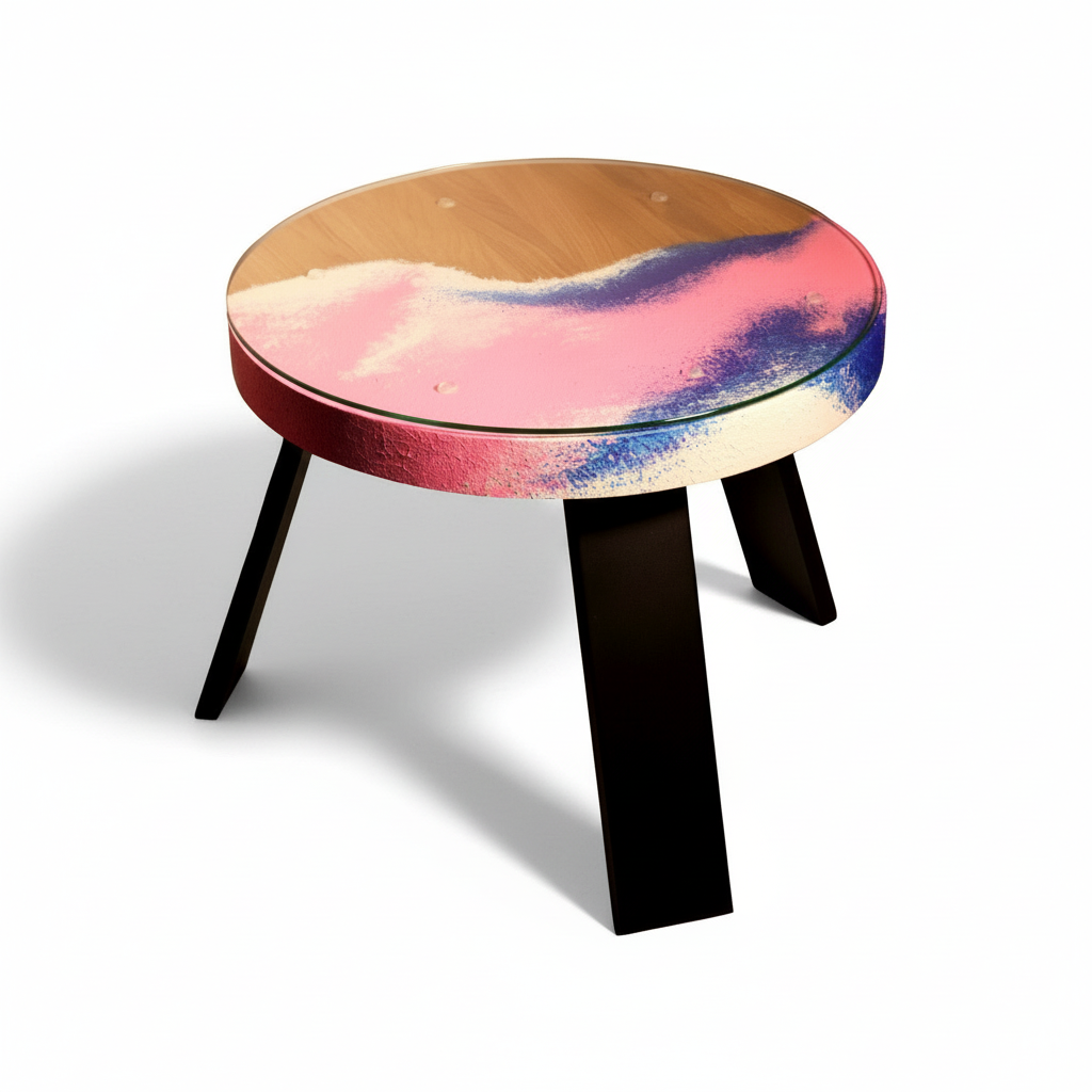 Tapytas medinis kavos staliukas, ažuolas