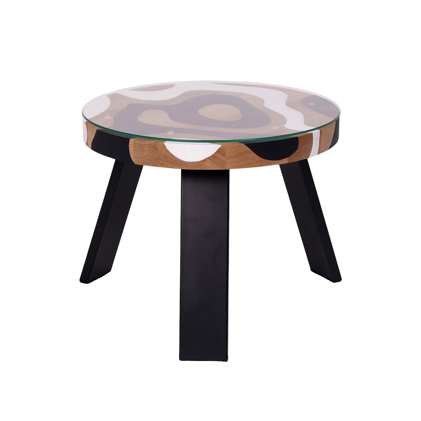 Tapytas abstraktus kavos staliukas, ąžuolas