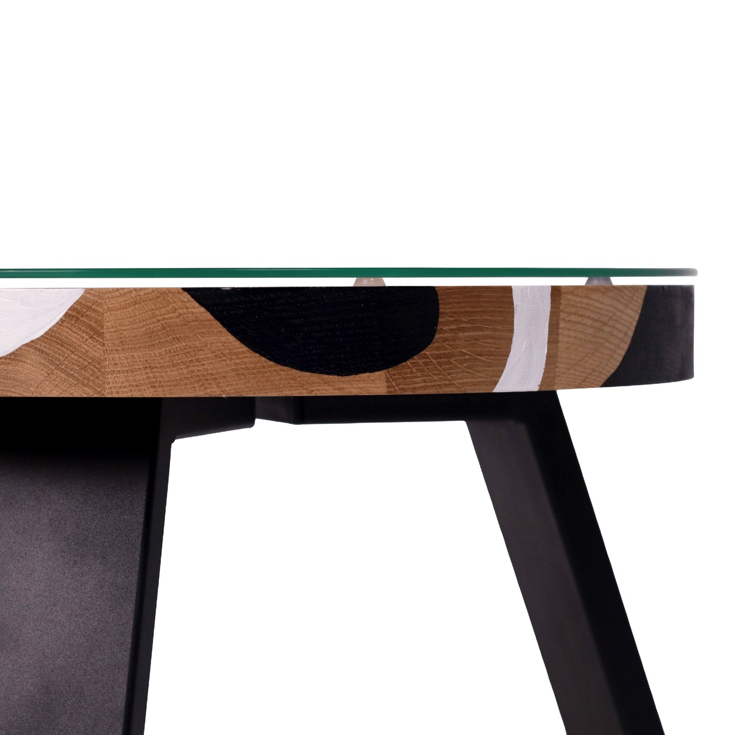 Tapytas abstraktus kavos staliukas, ąžuolas