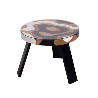 Tapytas abstraktus kavos staliukas, ąžuolas