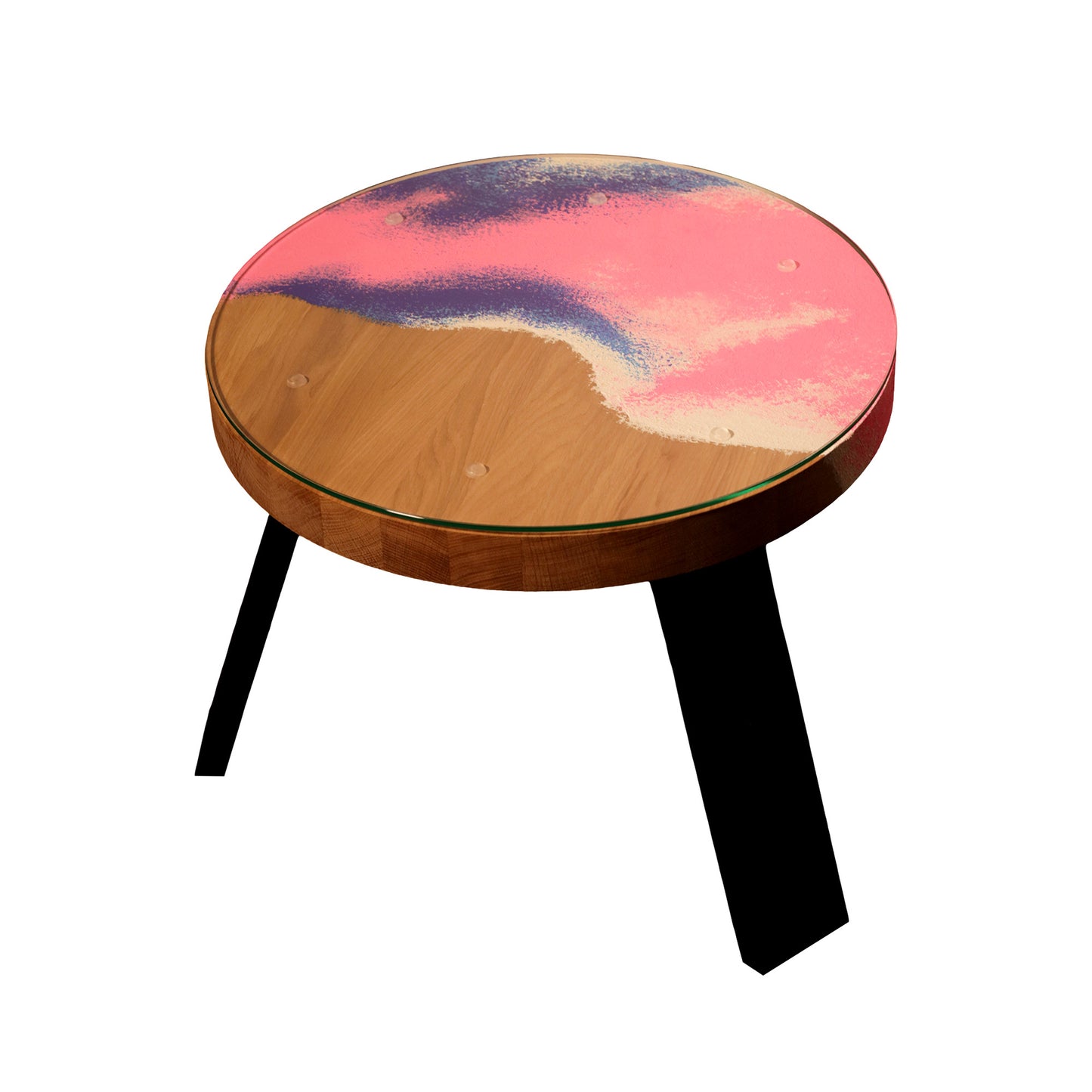 Tapytas medinis kavos staliukas, ažuolas