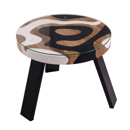 Tapytas abstraktus kavos staliukas, ąžuolas