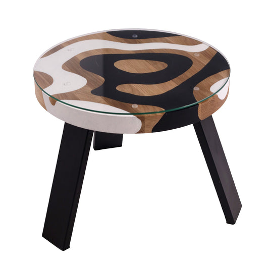 Tapytas abstraktus kavos staliukas, ąžuolas