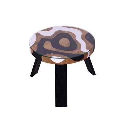 Tapytas abstraktus kavos staliukas, ąžuolas