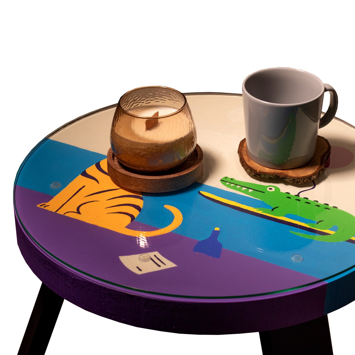 Kavos staliukas "Tiger Birthday Party", ąžuolas