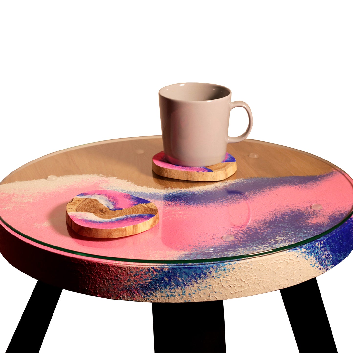 Tapytas medinis kavos staliukas, ažuolas