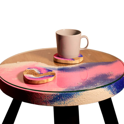 Tapytas medinis kavos staliukas, ažuolas