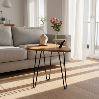 Asimetriškas medinis kavos staliukas, ažuolas