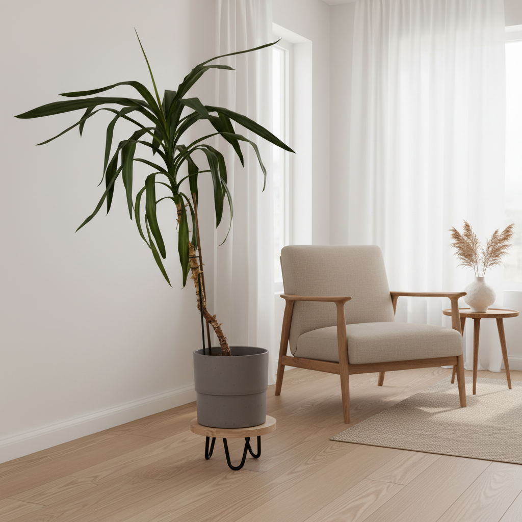 Apvalus medinis gėlių stovas, uosis