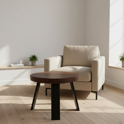 Apvalus kavos staliukas iš medžio, beržas