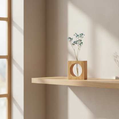 Medinė vaza vienai gėlei, ąžuolas