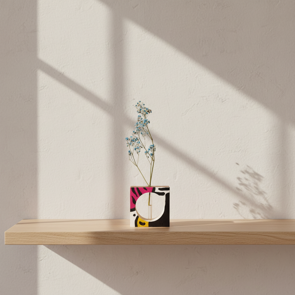 Medinė tapyta švečianti vaza, ąžuolas