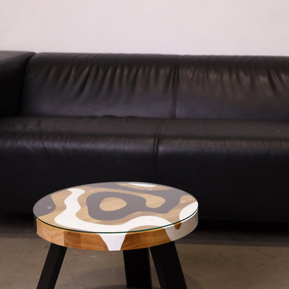 Tapytas abstraktus kavos staliukas, ąžuolas